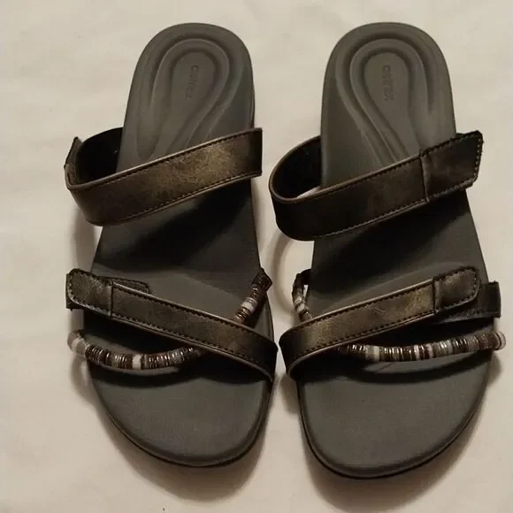 AETREX slip on double strap velcro closure sandals size 7 - Picture 3 of 8